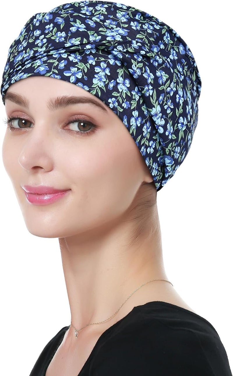 Alnorm 100% Cotton Fashion Headwear Chemo Caps with Stretchy Band for Hair Loss Women - Image 2